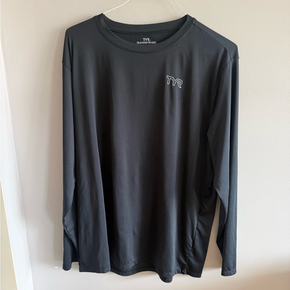TYR Sundefense UPF 50+ Long Sleeve Performance Shirt Quick Dry Black Size L